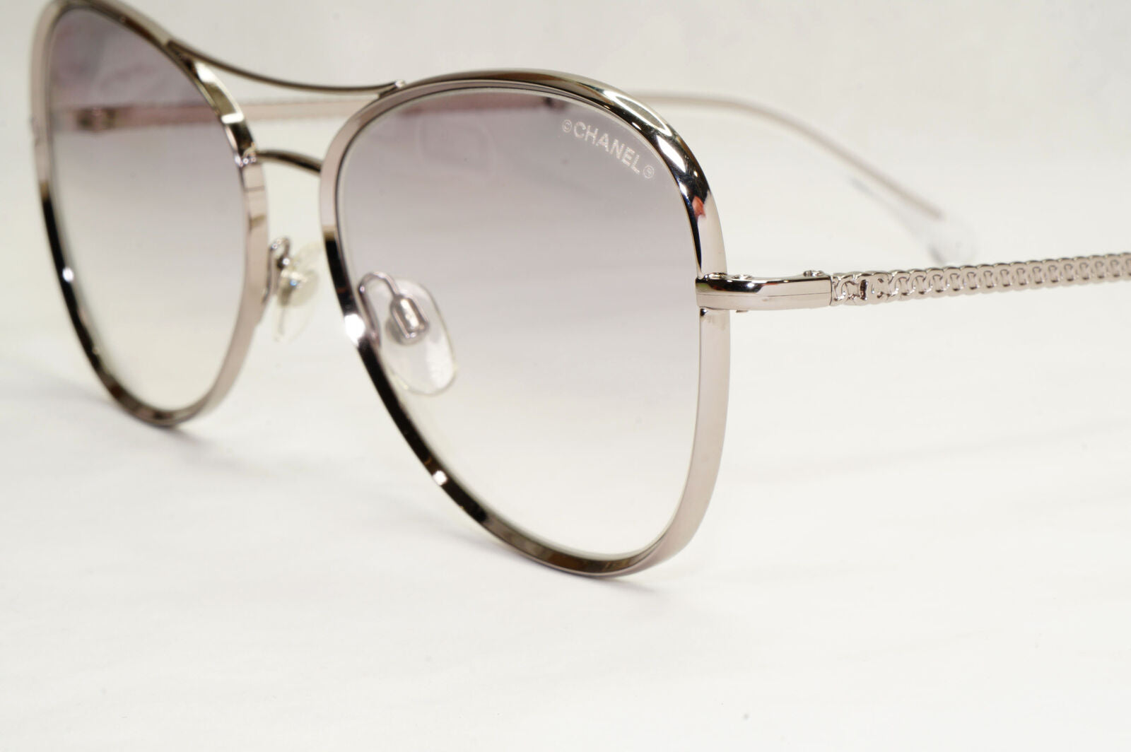 Chanel Sunglasses Silver Grey Gradient Metal Chain 2181-S c.168 56mm Cat 1
