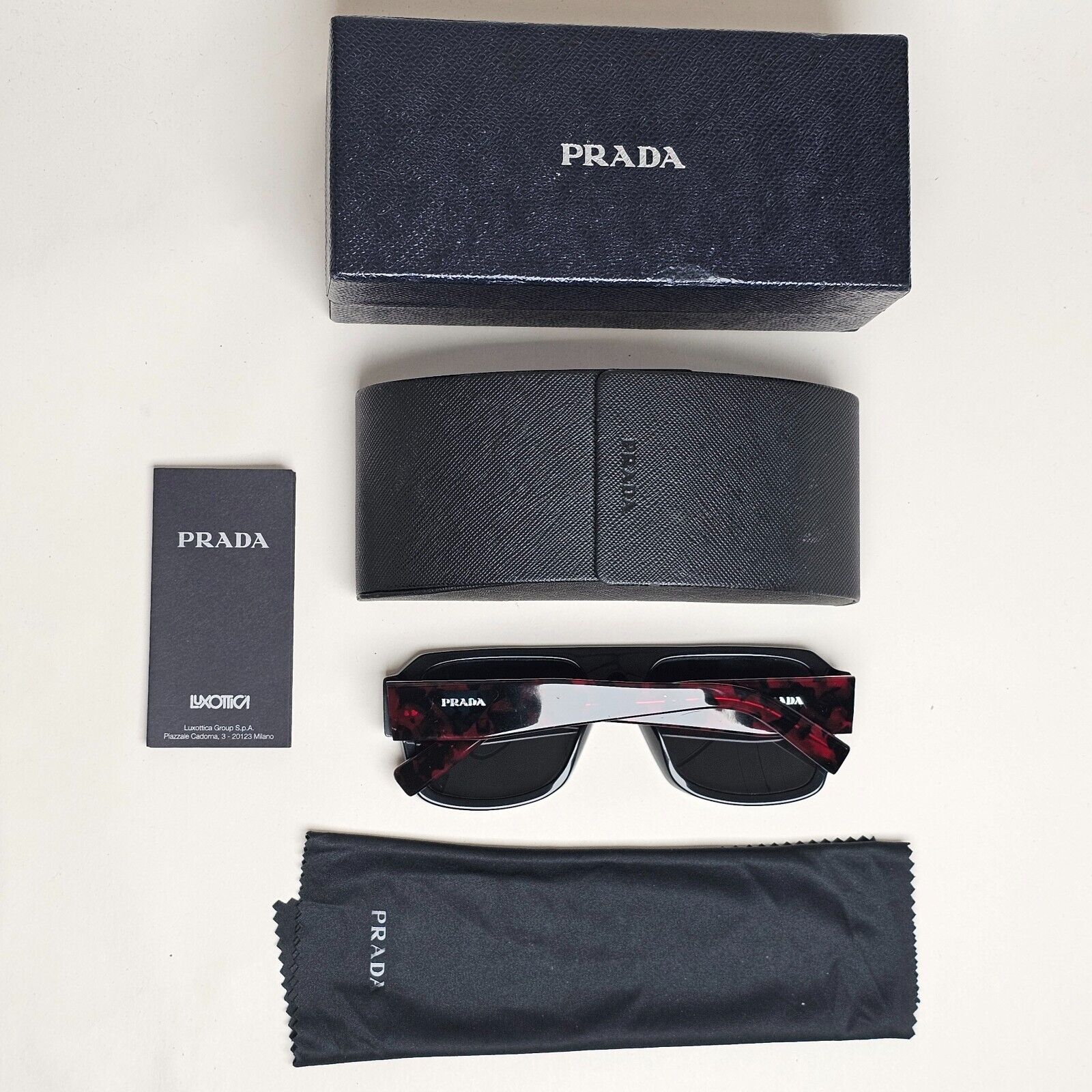 Prada Sunglasses Symbole Triangle Black Red Gred PR22YS SPR 22Y 1AB-5S0 060125