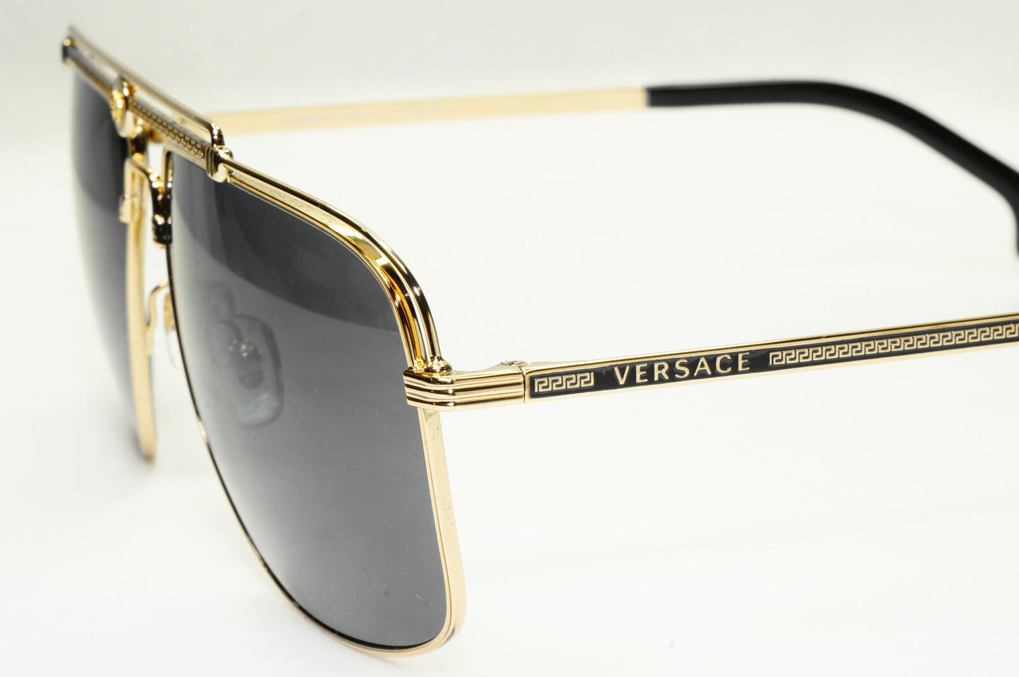 Versace Sunglasses Gold Black Medusa Square Meander MOD 2242 1002/87