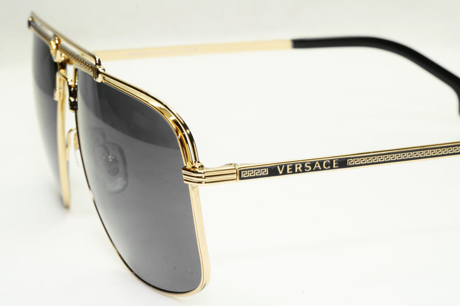 Versace Sunglasses Gold Black Medusa Square Meander MOD 2242 1002/87