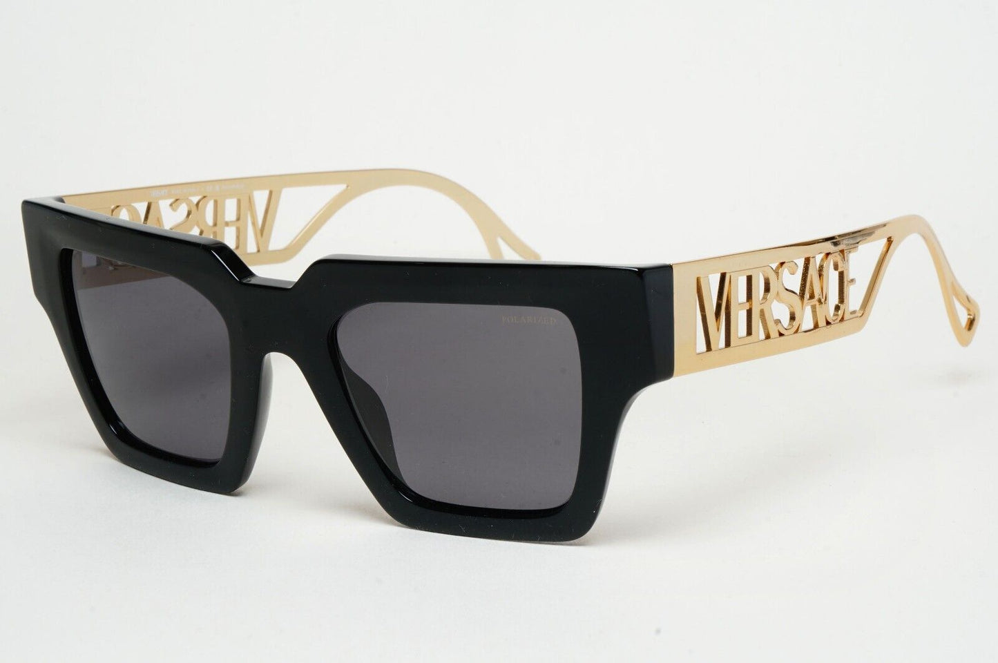 Versace Sunglasses Polarized Black Gold Square Grey MOD VE 4431 GB1/81 50mm