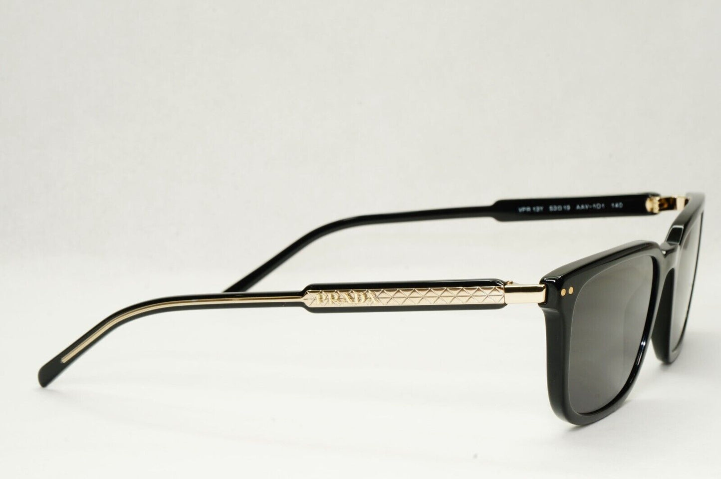 Prada Sunglasses Black Gold Square Glossy Fashion PR13YV VPR 13Y AAV-1O1 53mm