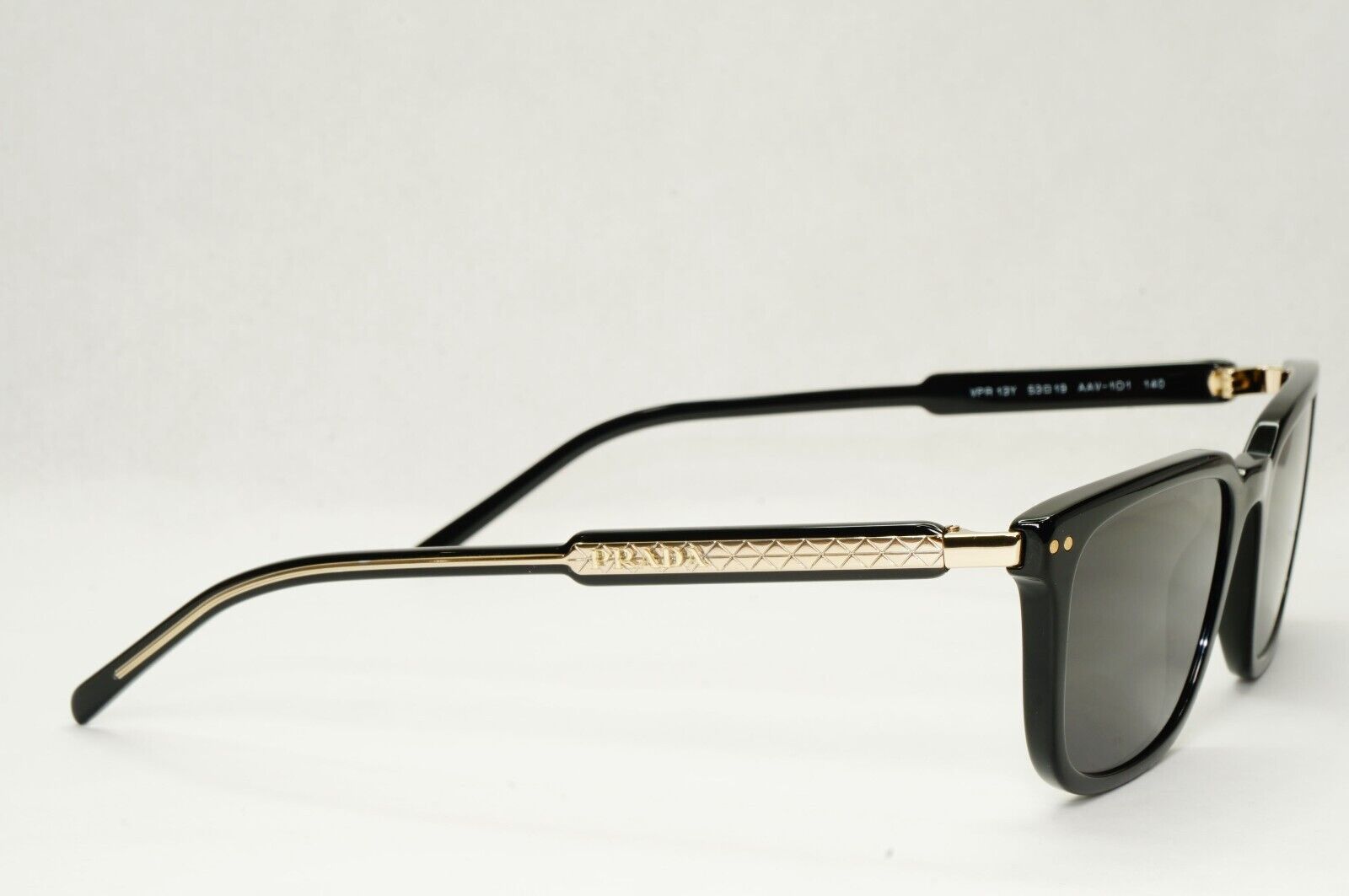 Prada Sunglasses Black Gold Square Glossy Fashion PR13YV VPR 13Y AAV-1O1 53mm