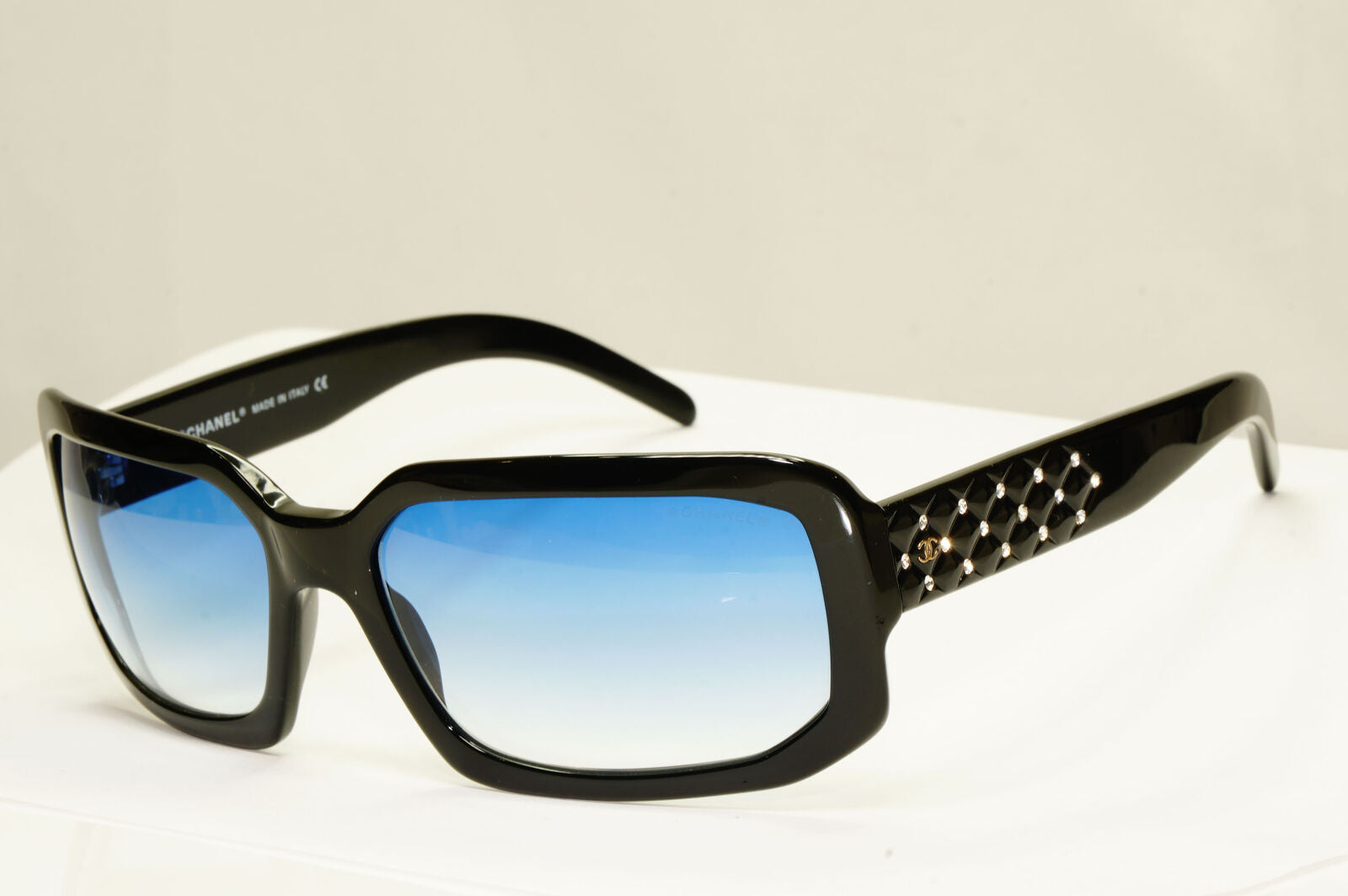 Chanel 2008 Vintage Sunglasses Black Blue Crystal 5063-B c.501/19 221122