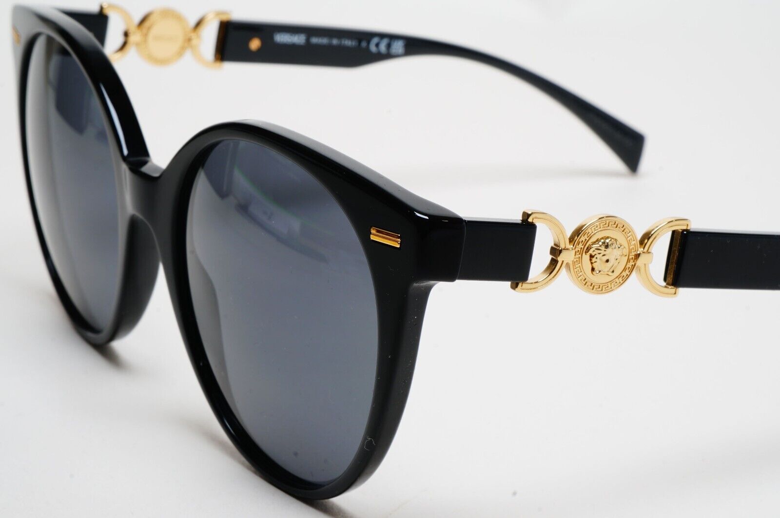 Versace Sunglasses Round Oversized Black Grey Gold Medusa MOD VE 4442 GB1/87