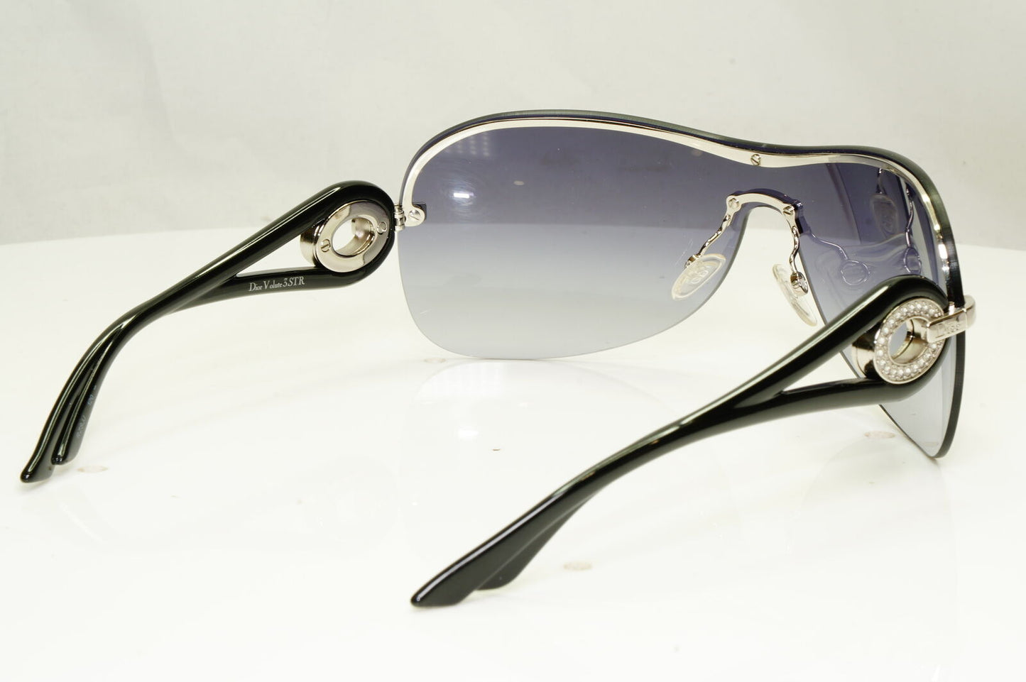 Authentic Dior Womens Shield Black Visor Shield Sunglasses Volute 3 Strass RZSJJ