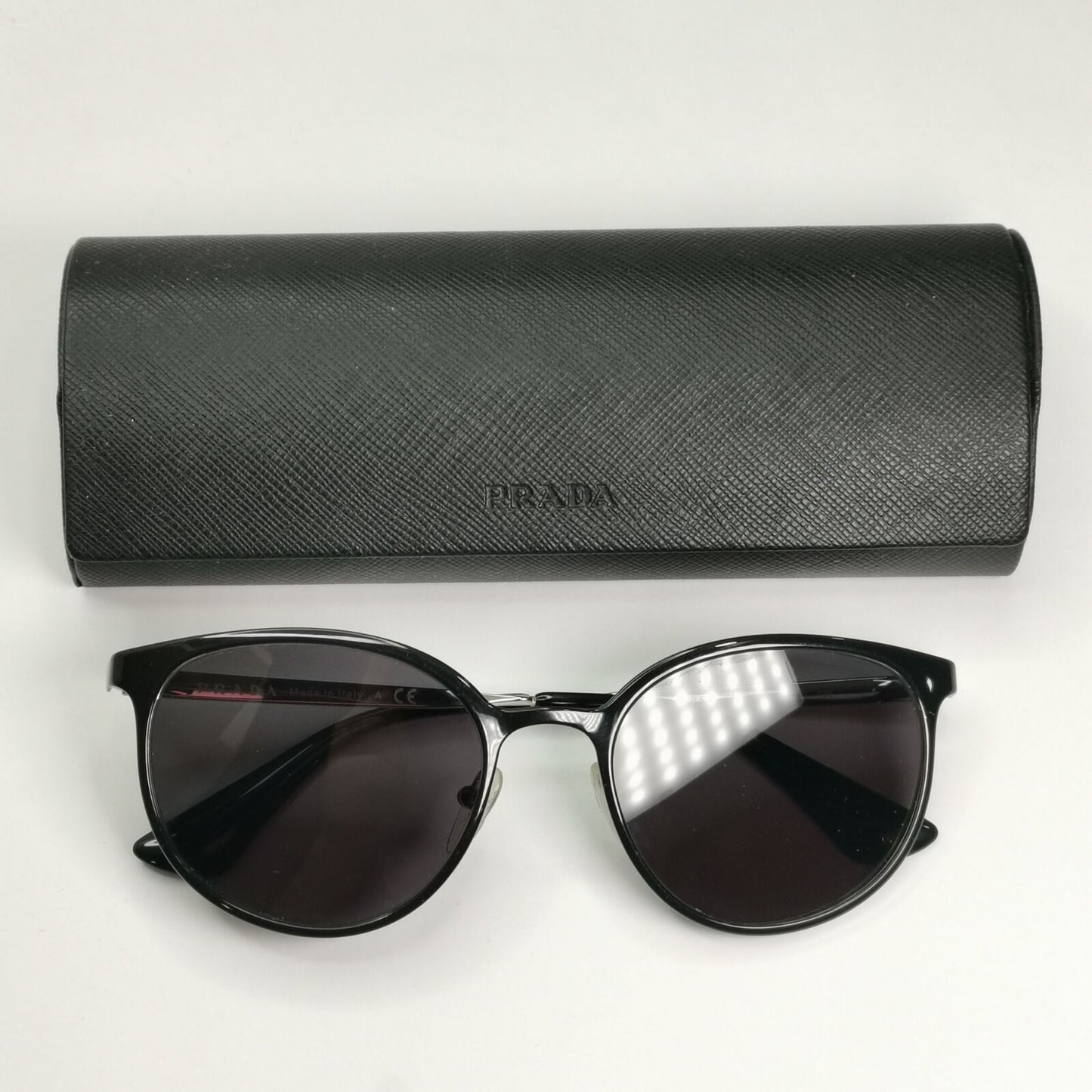 Prada Sunglasses Black Silver Metal Square Panto PR53TV VPR 53T 1AB-1O1 180323
