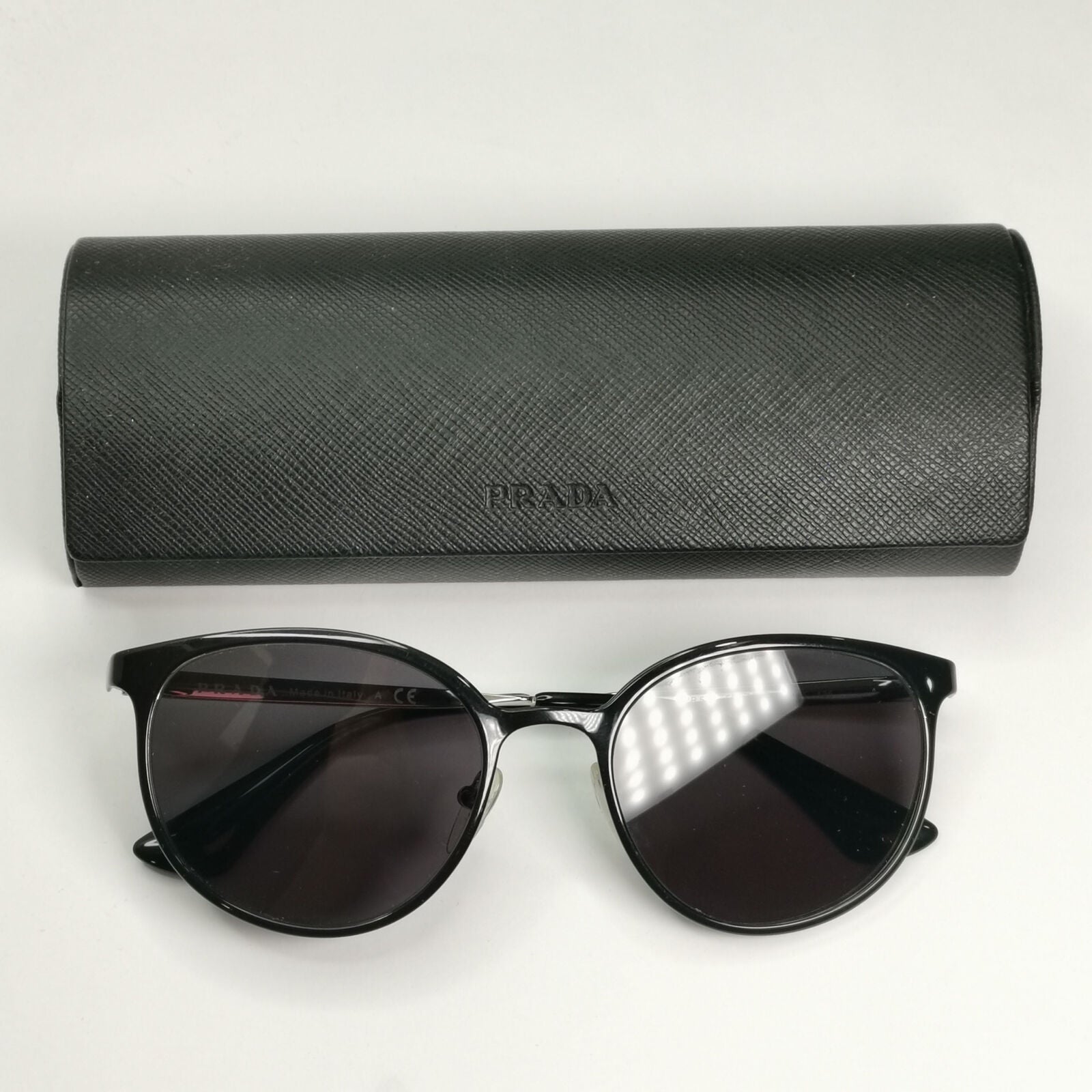 Prada Sunglasses Black Silver Metal Square Panto PR53TV VPR 53T 1AB-1O1 180323