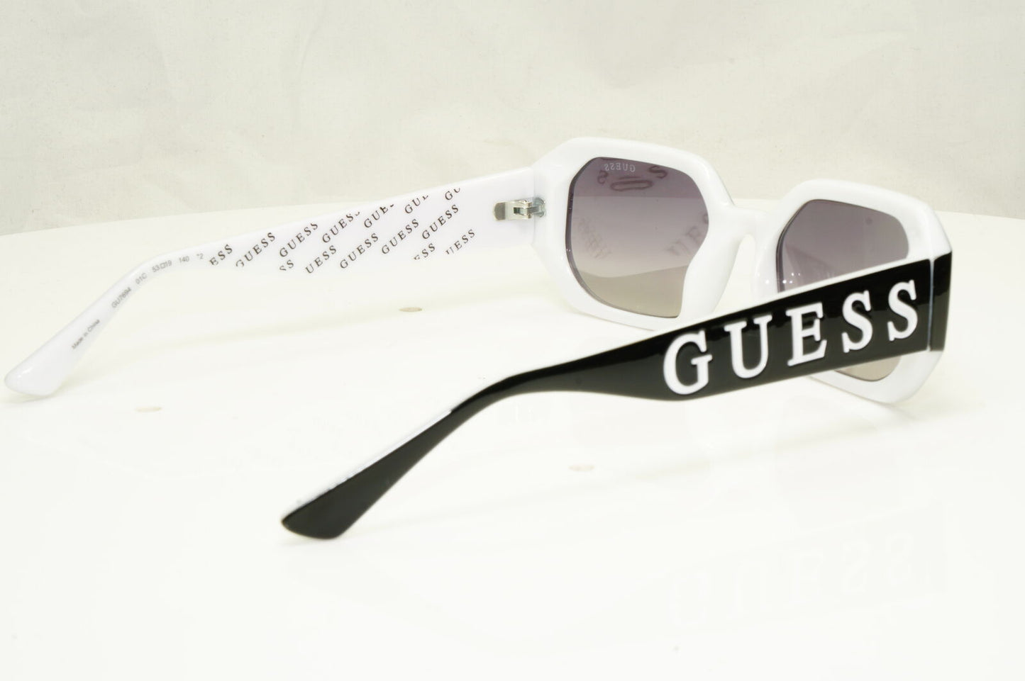 Authentic Guess Womens Black Silver Rectangle Big Logo Sunglasses GU 7694 01C