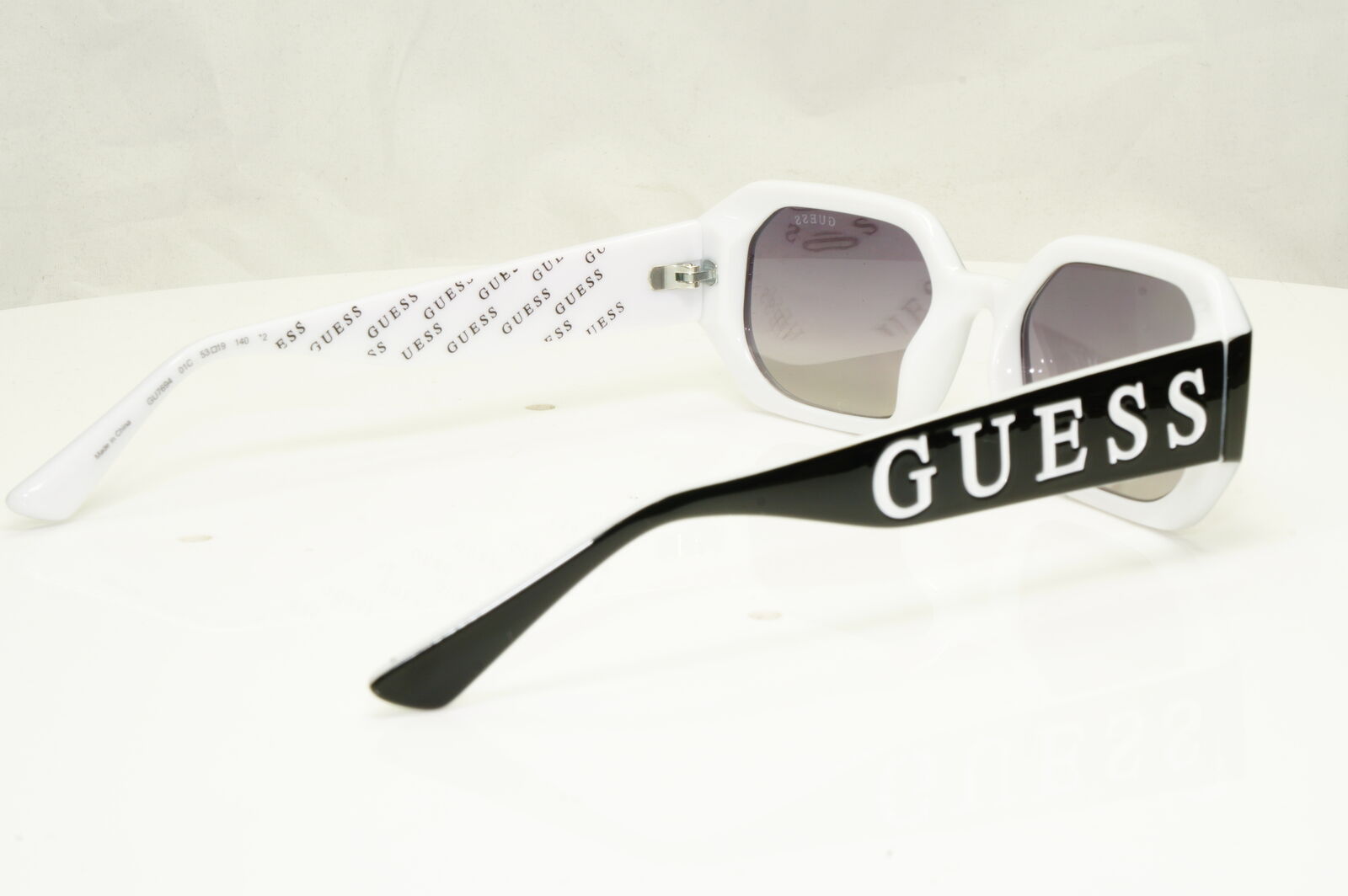 Authentic Guess Womens Black Silver Rectangle Big Logo Sunglasses GU 7694 01C