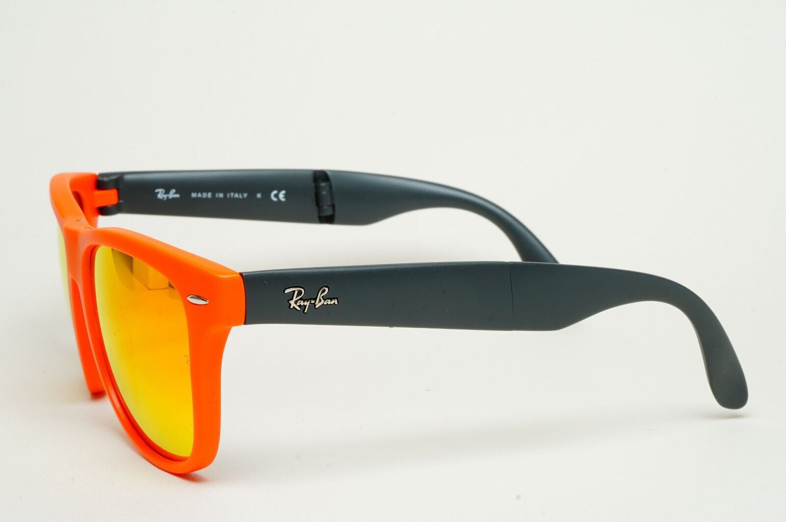 Ray-Ban Sunglasses Folding Wayfarer Orange Mirror Black RB 4105 6019/69 54mm