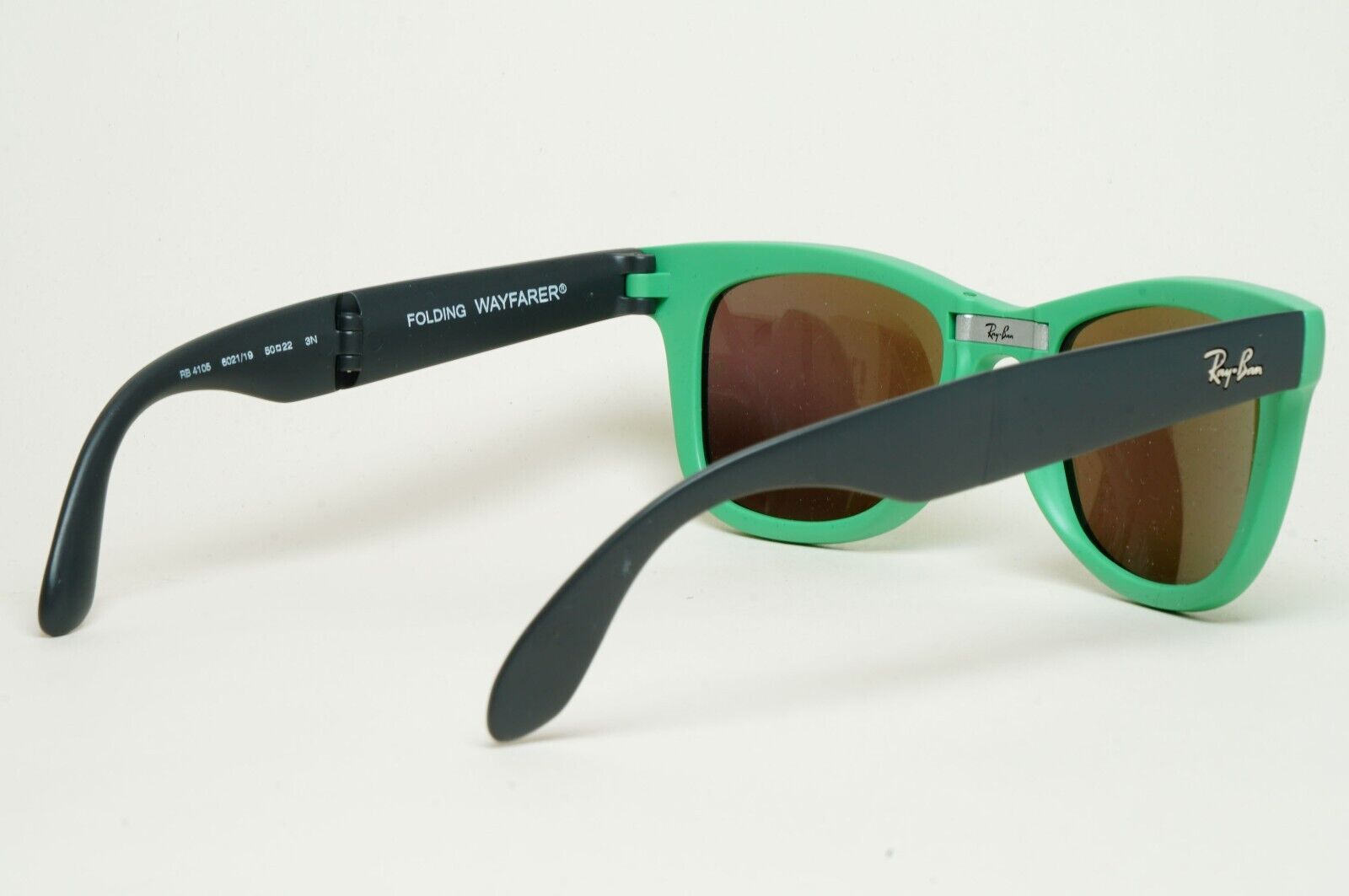 Ray-Ban Sunglasses Folding Wayfarer Green Mirror Black RB 4105 6021/19 50mm