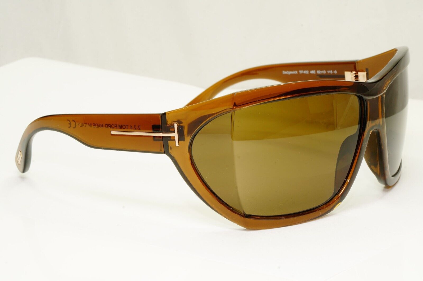Tom Ford Sunglasses Sedgewick Brown Transparent Square Wrap FT0402 TF 402 48E