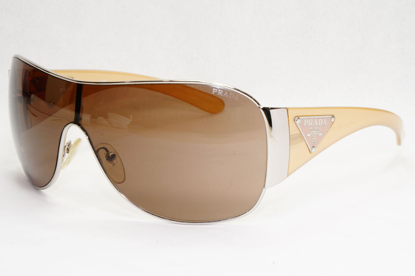 Prada Sunglasses 2010 Triangle Shield Silver Brown PR57LS SPR 57L 1BC-8C1 191223