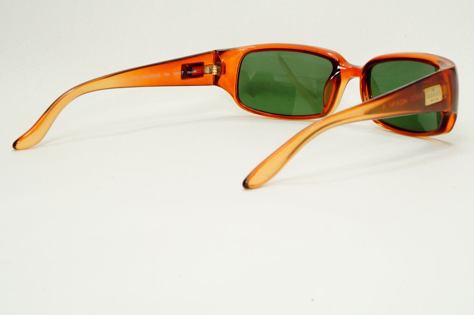 Gucci Sunglasses 1999 Vintage Brown Honey Green Rectangle GG 2455/S T8V 131024