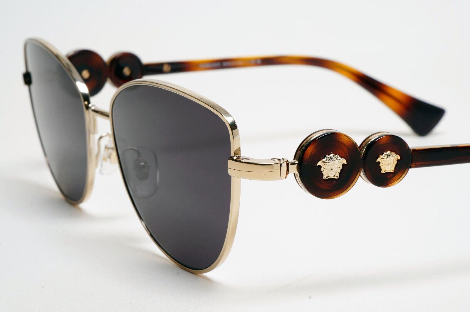 Versace Sunglasses Gold Medusa Black Brown Cat Eyee Metal MOD VE 1284 1489 55mm