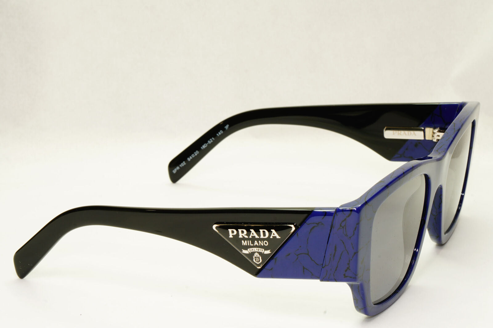 Prada Triangle Sunglasses Black Blue Polarized PR10ZS SPR 10Z 18D-5Z1