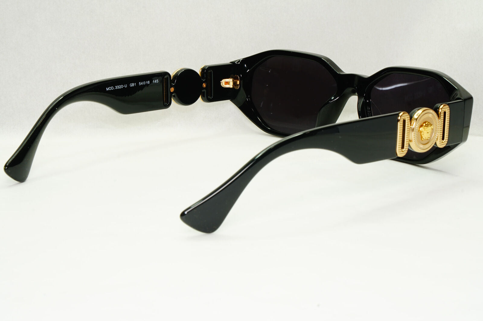 Versace Sunglasses Black Gold Medusa Octagon Angular Biggie MOD VE 3320-U GB1