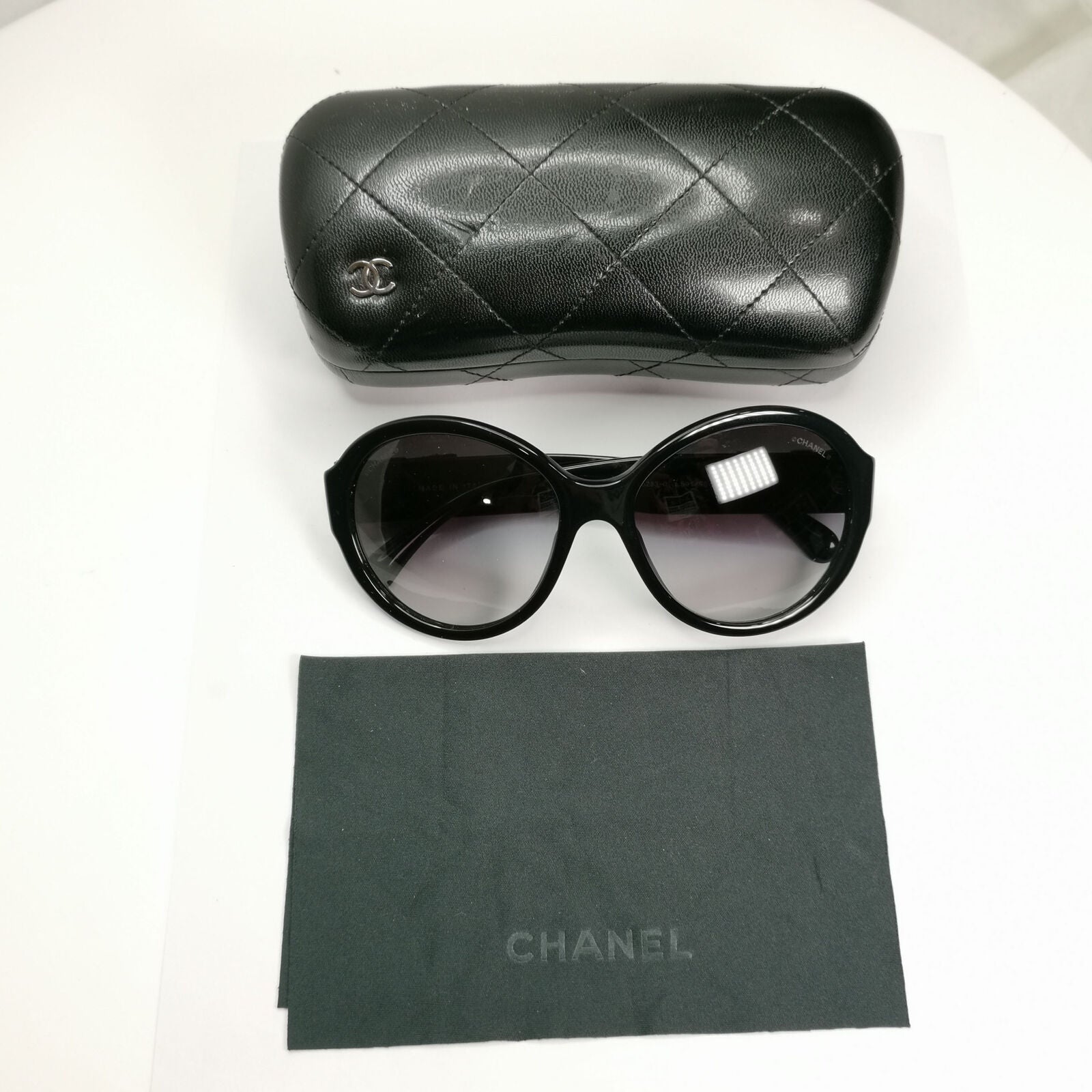 Chanel 2013 Sunglasses Leather Bow Black Square Gradient 5283-Q c.501/S6 221122