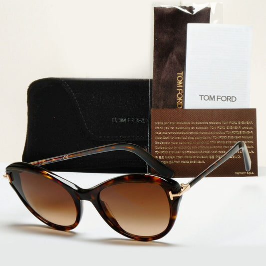 Tom Ford Sunglasses Leigh Brown Tortoiseshell Gradient Cat Eye FT0850 TF 850 52F