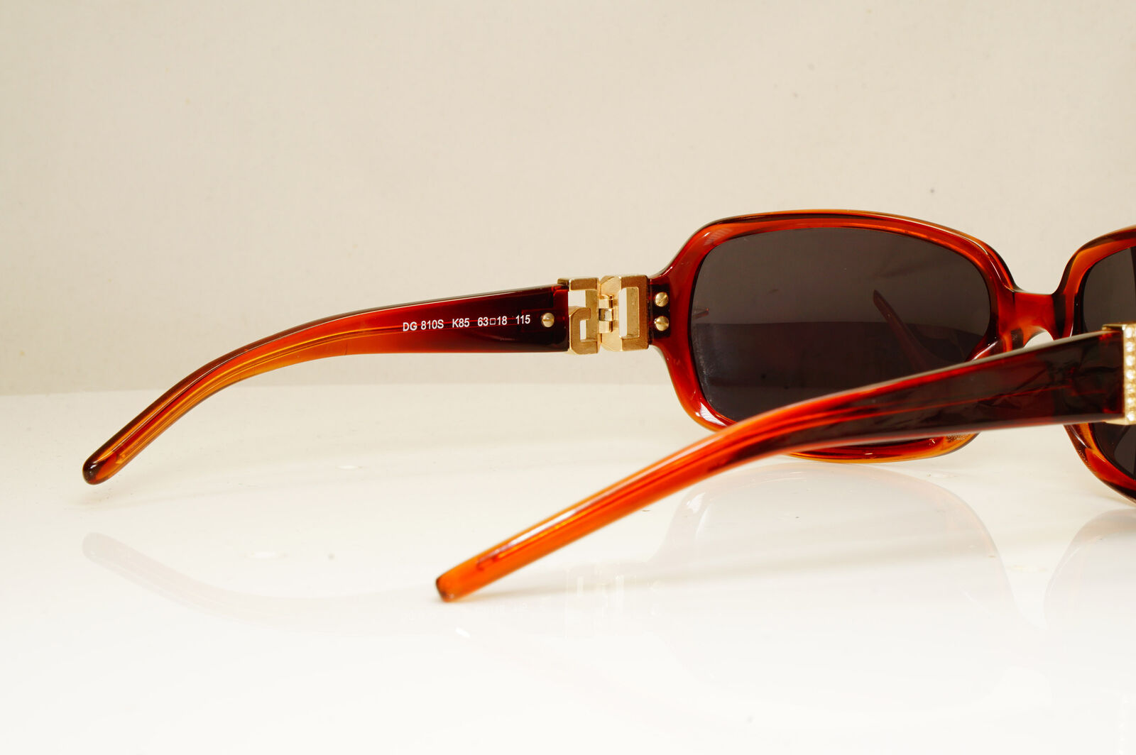 Dolce & Gabbana Brown Gold Diamante Womens Vintage Sunglasses D&G 810 K85 28655