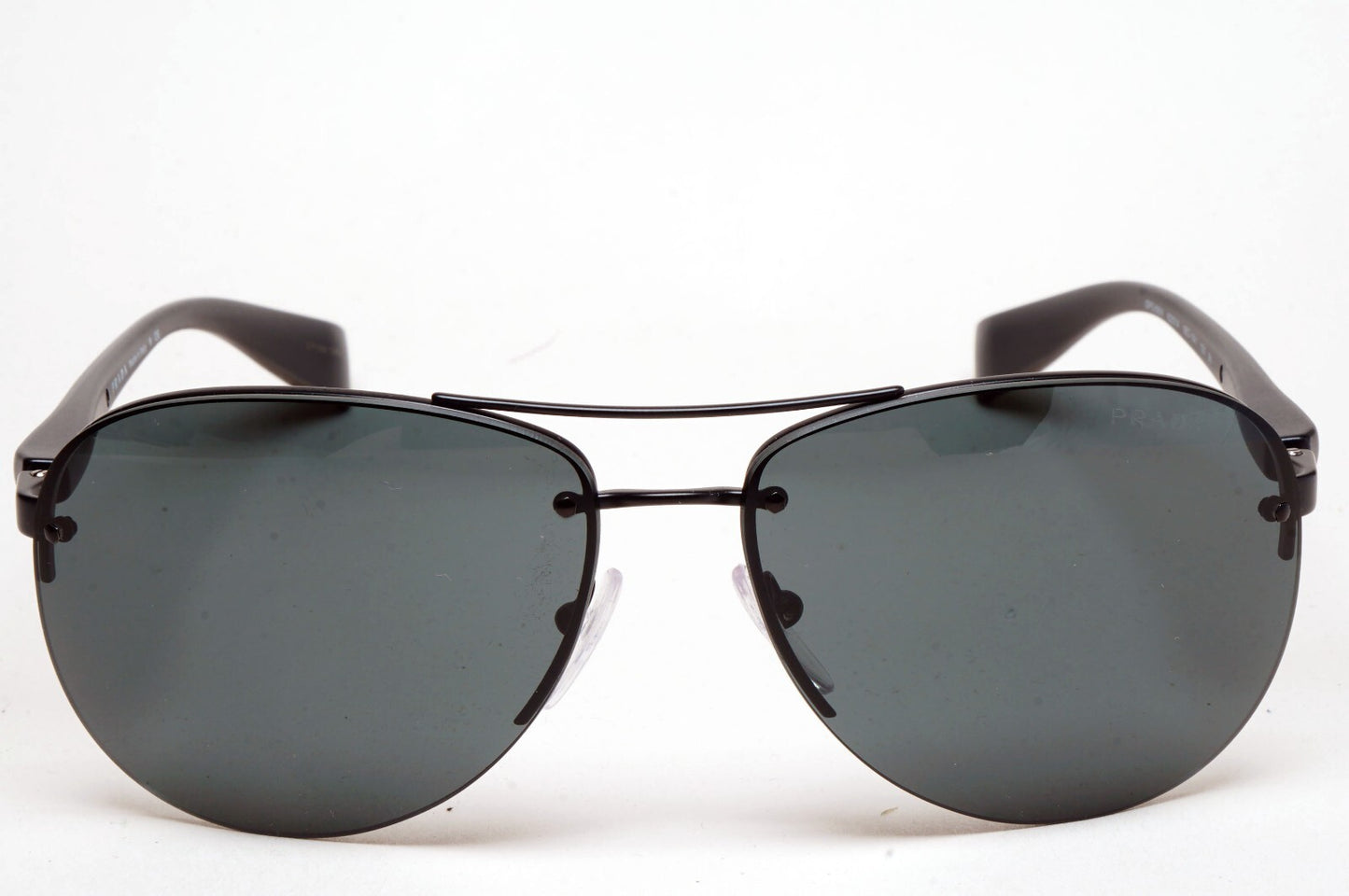 Prada Sunglasses Rimless Pilot Black Grey PS56MS SPS 56M 1BO-1A1 62mm