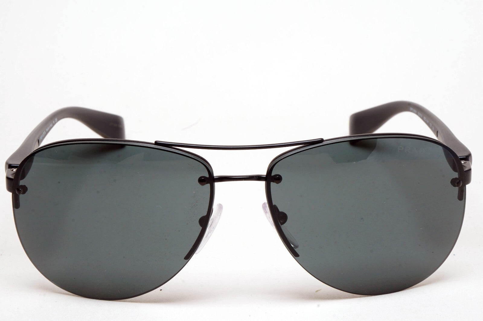Prada Sunglasses Rimless Pilot Black Grey PS56MS SPS 56M 1BO-1A1 62mm