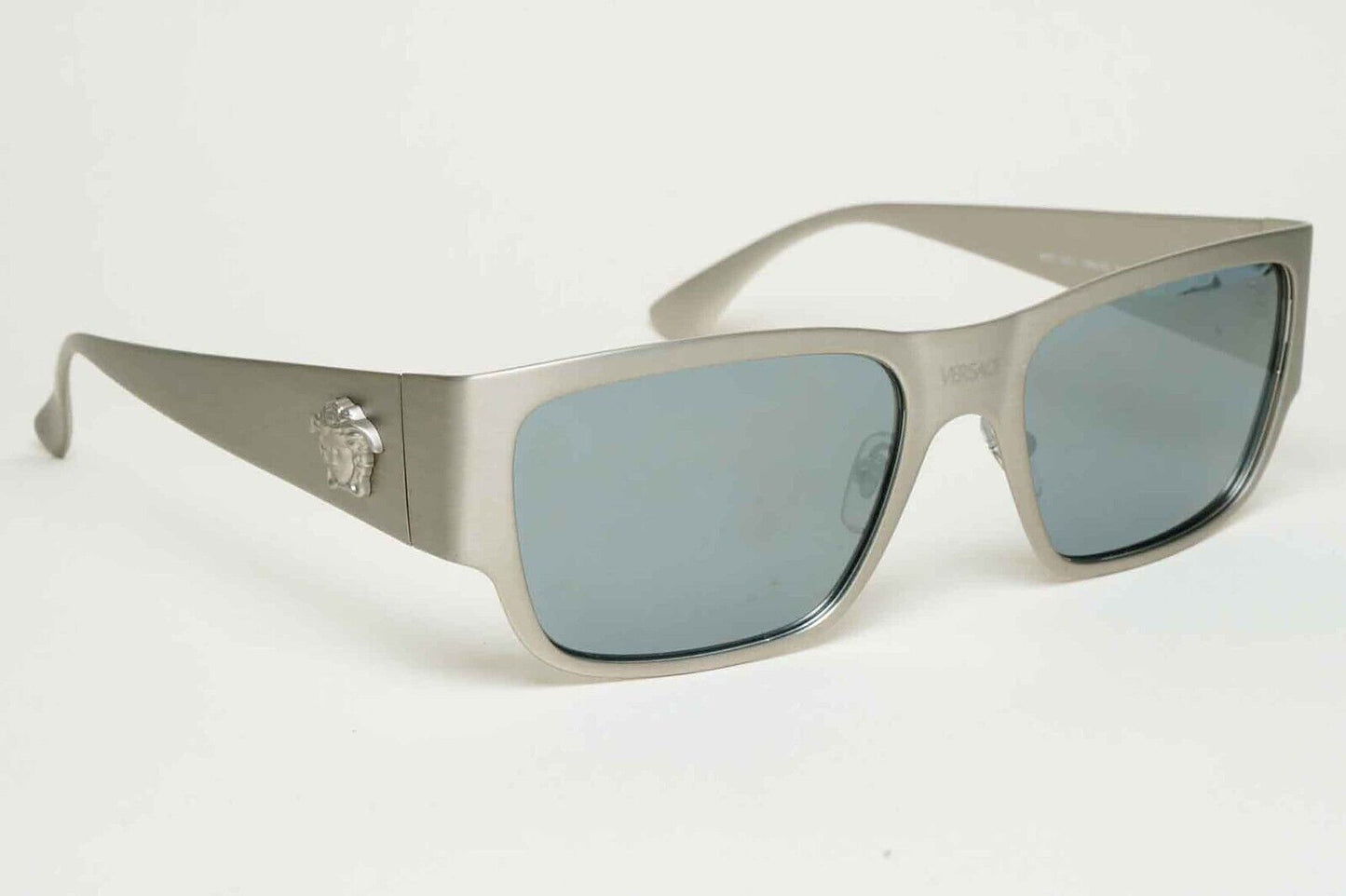 Versace Sunglasses Silver Medusa Square Brushed Metal MOD VE 2262 1266/6G 56mm