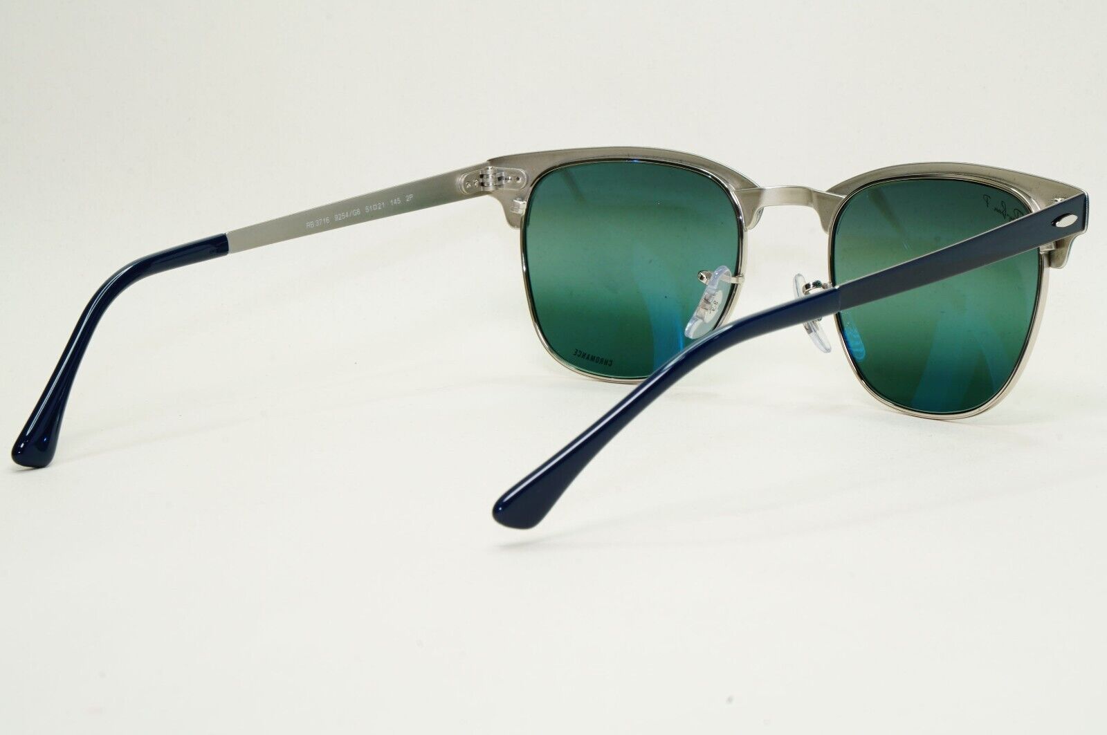Ray-Ban Sunglasses Clubmaster Metal Polarised Chromance Blue RB 3716 9254/G6