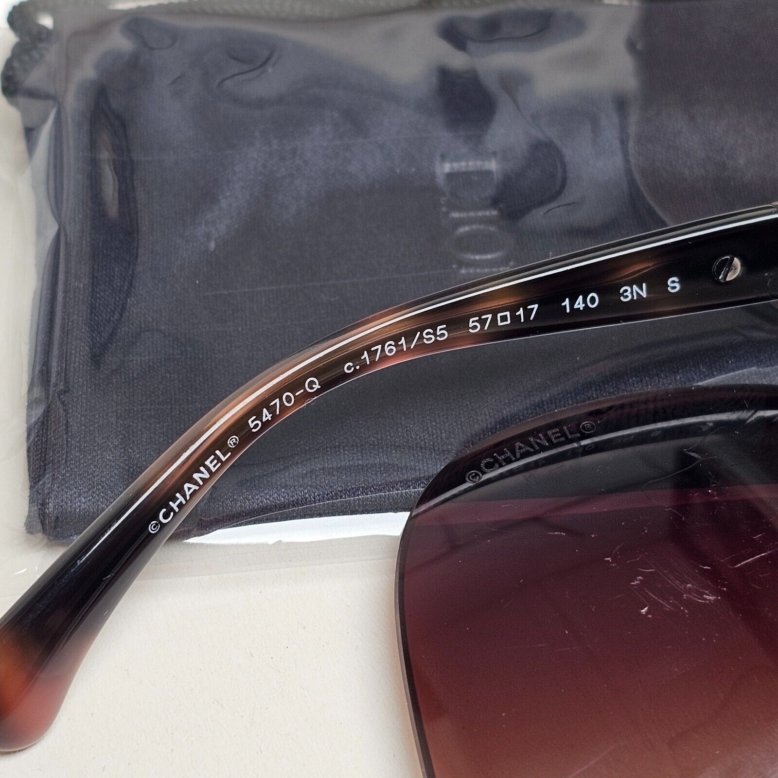 Chanel Sunglasses Brown Leather Chain Tortoise Square 5470-Q c.1761/S5 310125
