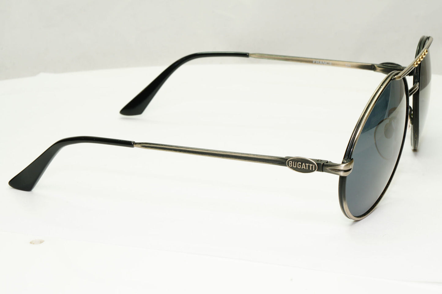 Bugatti 1980s France Sunglasses Vintage Pilot Grey Gunmetal 02943 261022