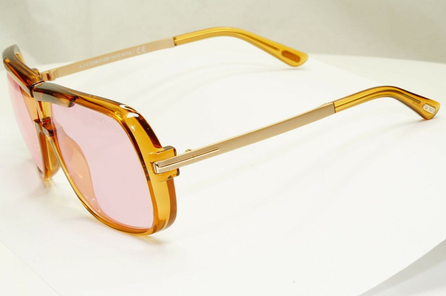Tom Ford Pink Brown Sunglasses Gold Honey Square Mens Fashion Caine TF 800 45Y