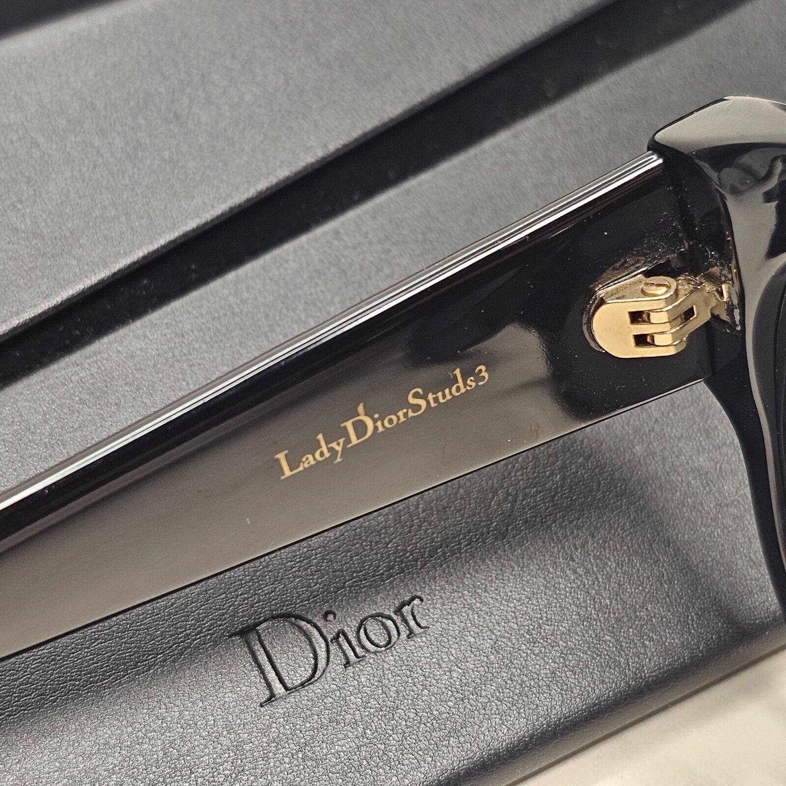 Dior Sunglasses 2019 Black Gold Lady Dior Studs 3 Square 807IR 311024