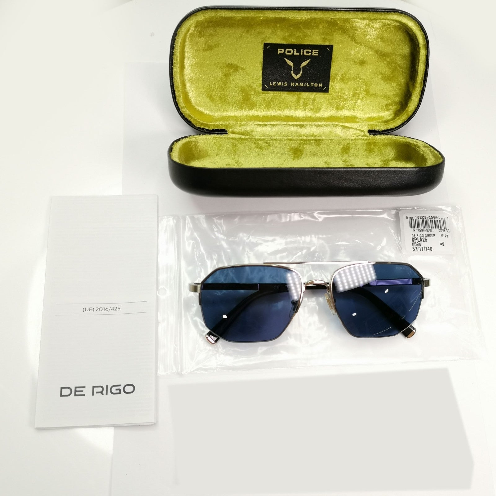 Police Lewis Hamilton F1 Sunglasses Gold Blue Square Metal SPL A25 COL 0594 [A]