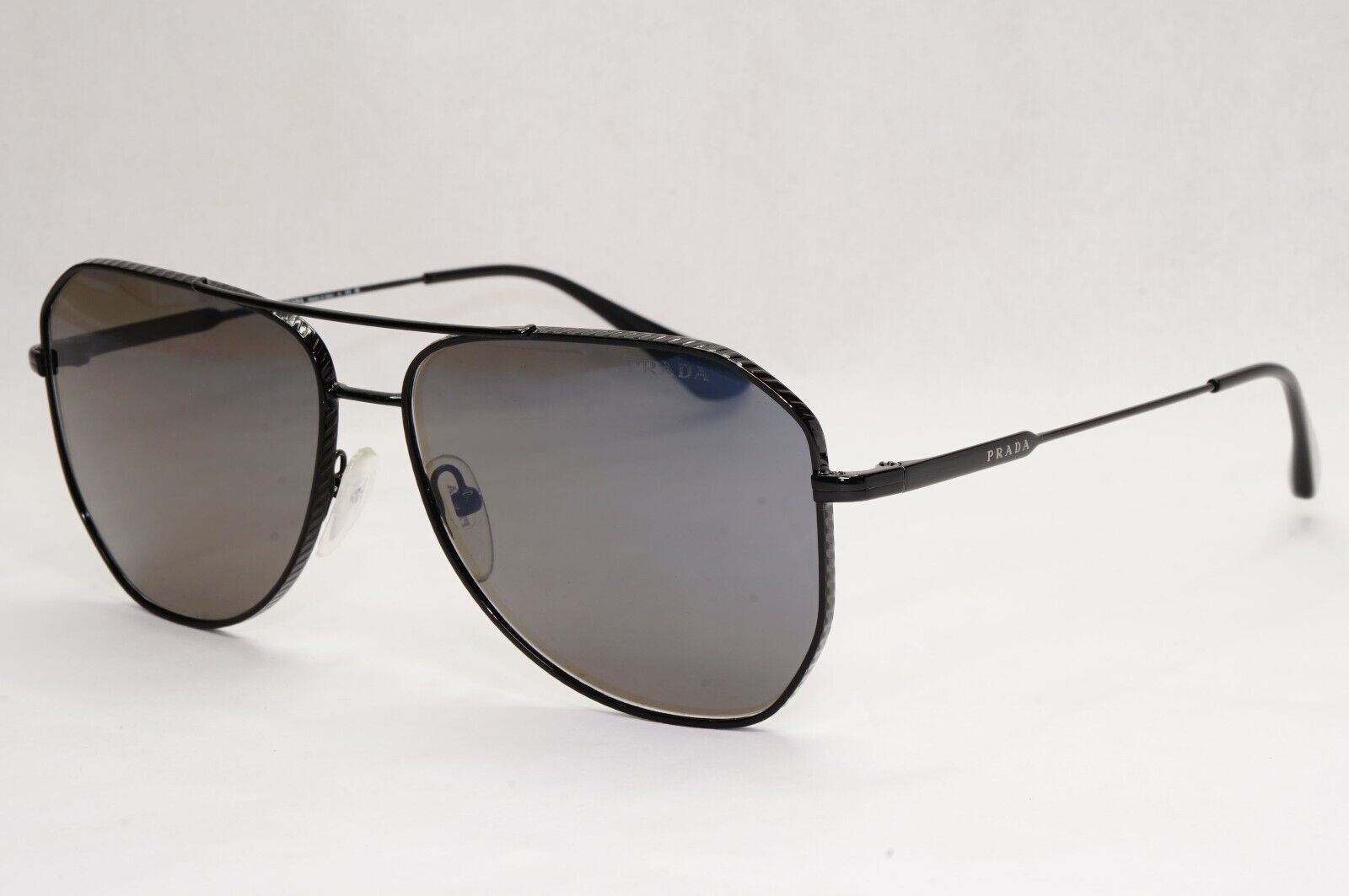 Prada Sunglasses Black Glass Lens Grey Pilot Metal Square PR63XS SPR 63X 1AB-731
