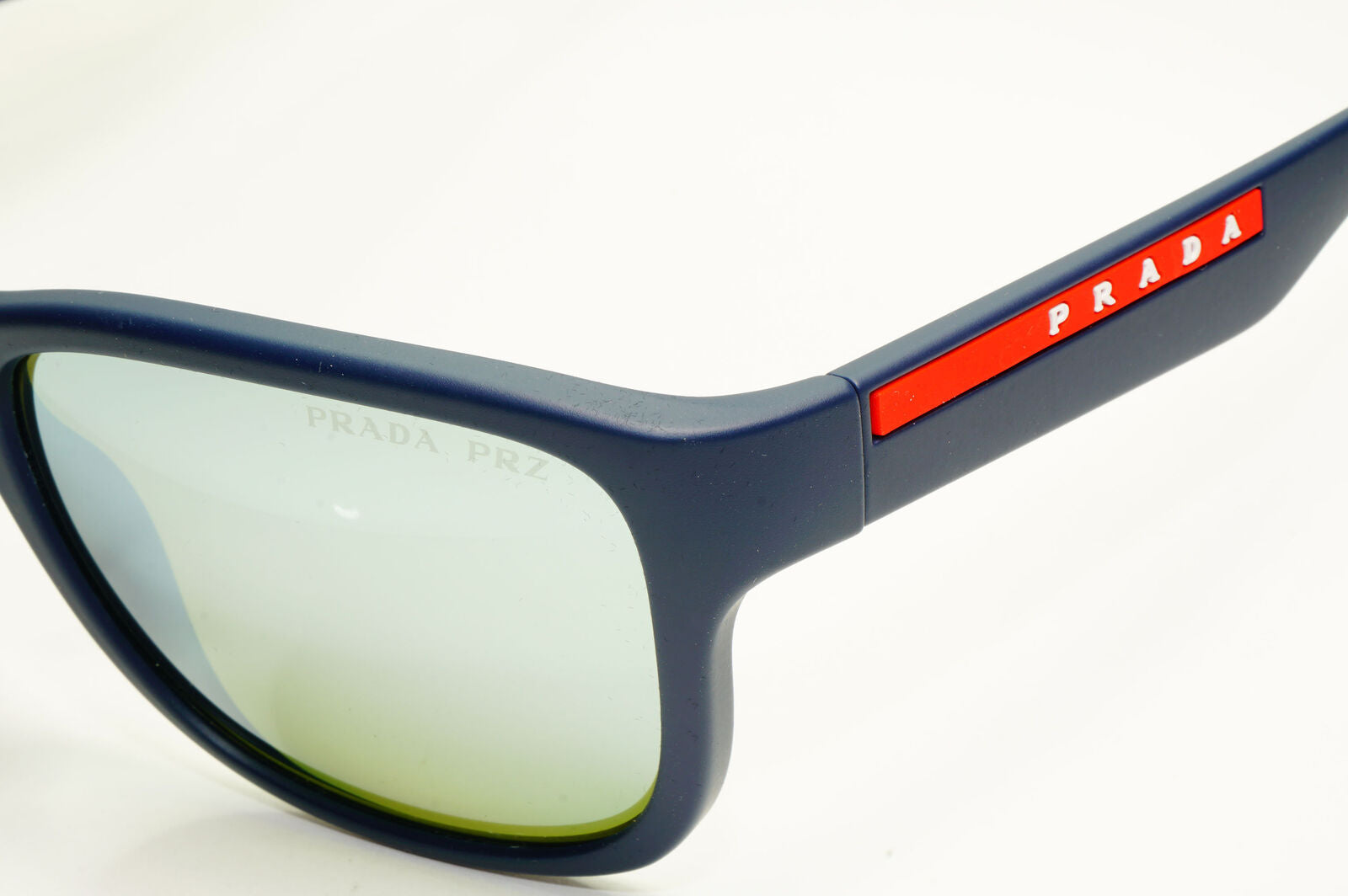 Prada Polarized Blue Silver Sunglasses Green Mirror PS01US SPS 01U TFY-740