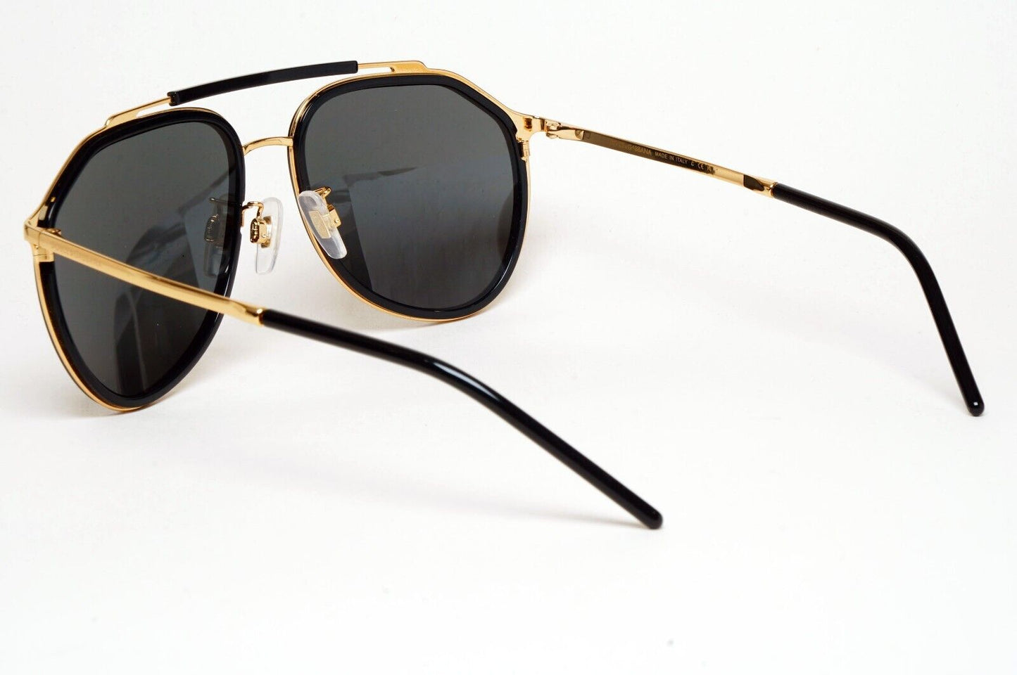 Dolce & Gabbana Sunglasses Black Gold Pilot Brow Bar D&G DG 2277 02/87 57mm