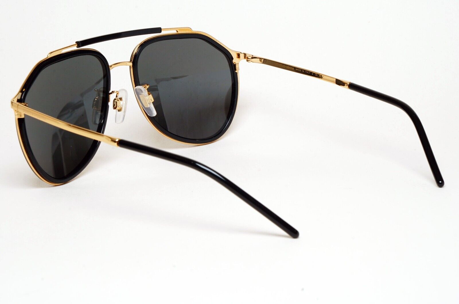 Dolce & Gabbana Sunglasses Black Gold Pilot Brow Bar D&G DG 2277 02/87 57mm