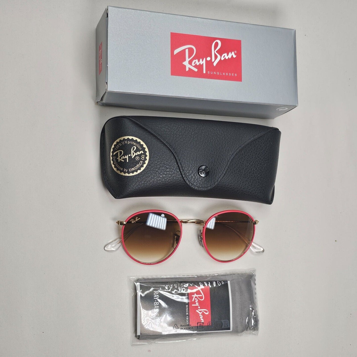 Ray-Ban Sunglasses Round Full Color Red Gold Brown Gradient RB 3447-J-M  9196/51
