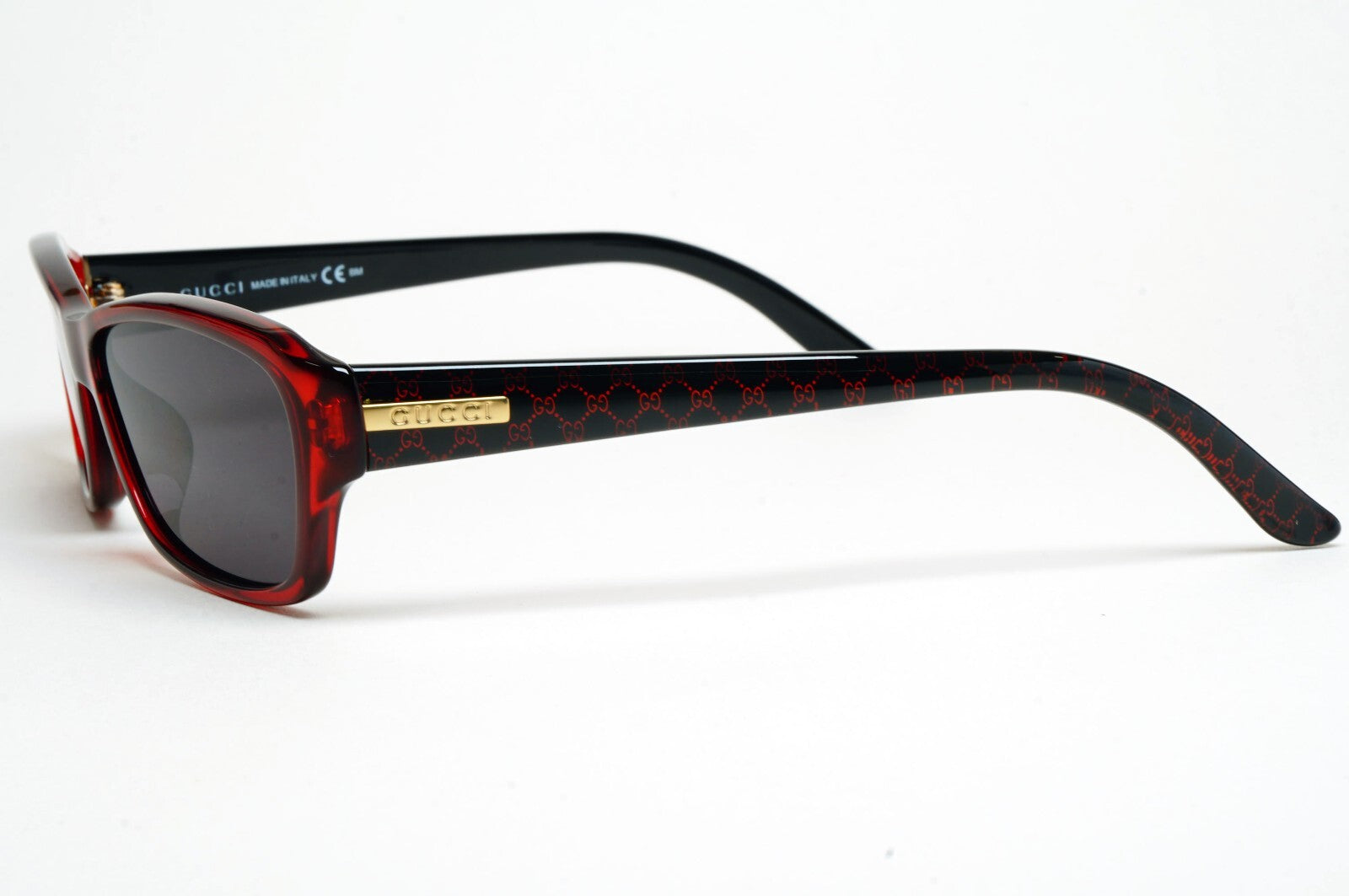 Gucci Sunglasses 2007 Vintage Black Red Monogram Rectangle GG 3601/F WH3