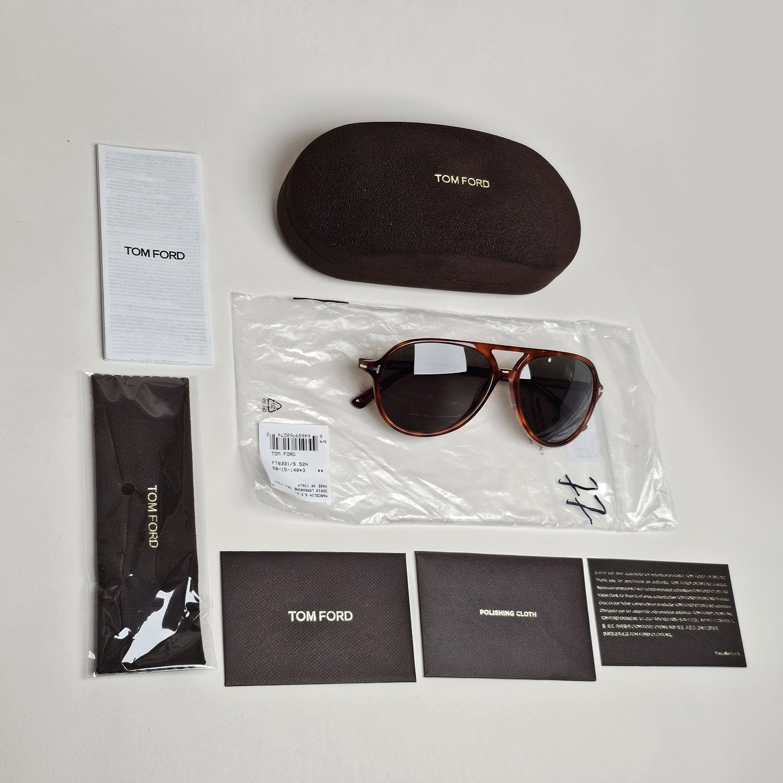 Tom Ford Sunglasses Jared Brown Tortoise Green Pilot FT0331 TF 331 52N 58mm