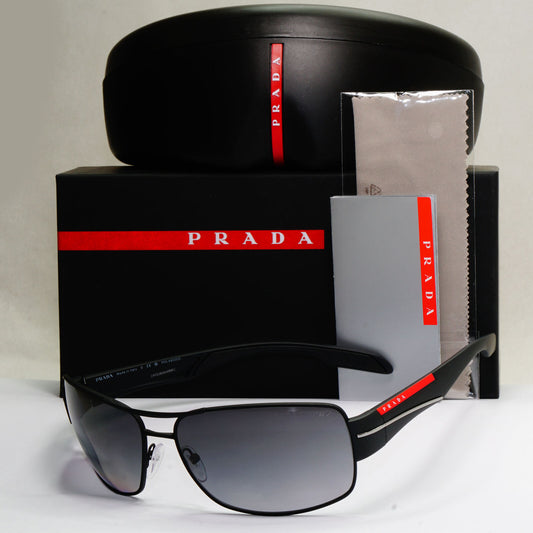 Prada Sunglasses Polarised Black Grey Gradient Wrap Rossa PS53NS SPS 53N DG0-5W1