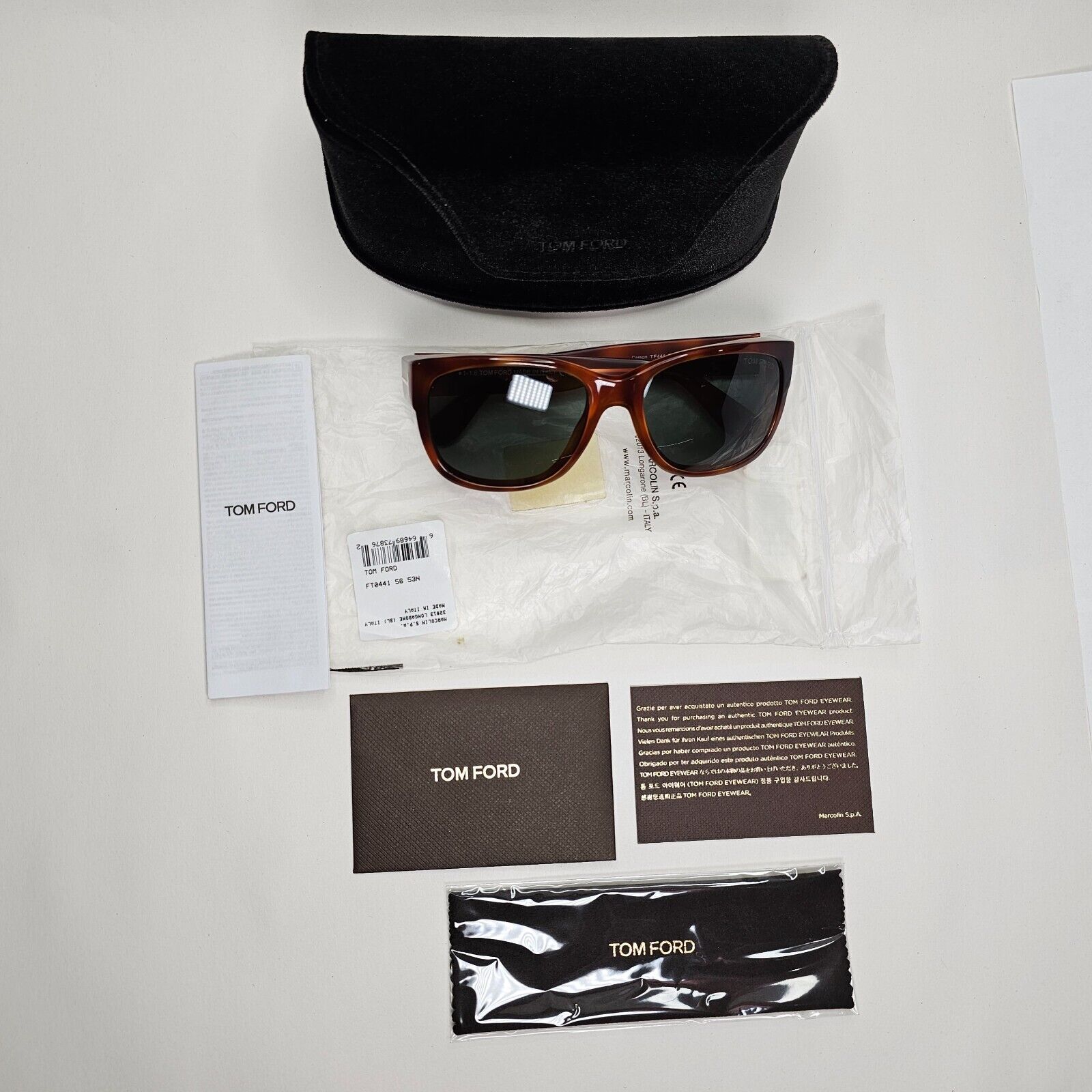 Tom Ford Sunglasses Carson Brown Tortoise Havana Green Square TF 441 53N FT0441