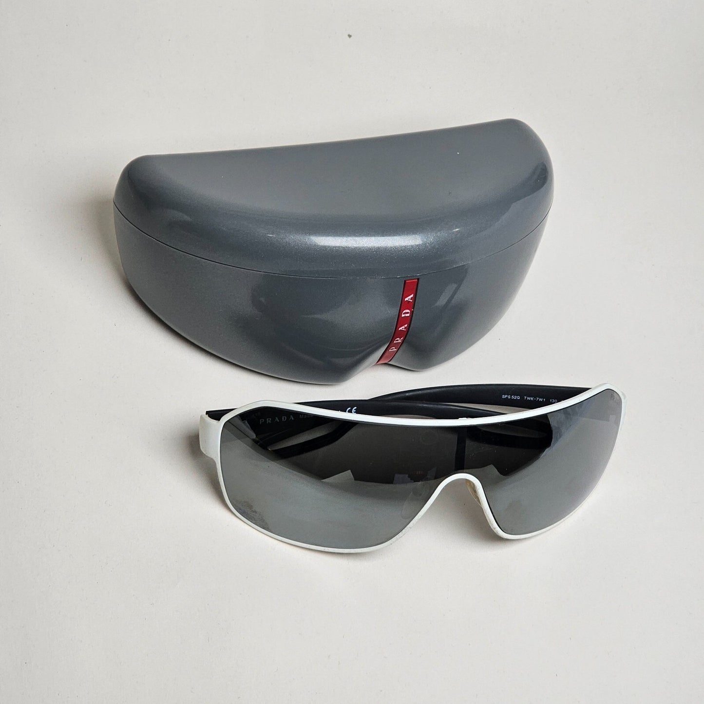 Prada Sunglasses 2013 Vintage Shield White Silver PS52QS SPS 52Q TWK-7W1 140325