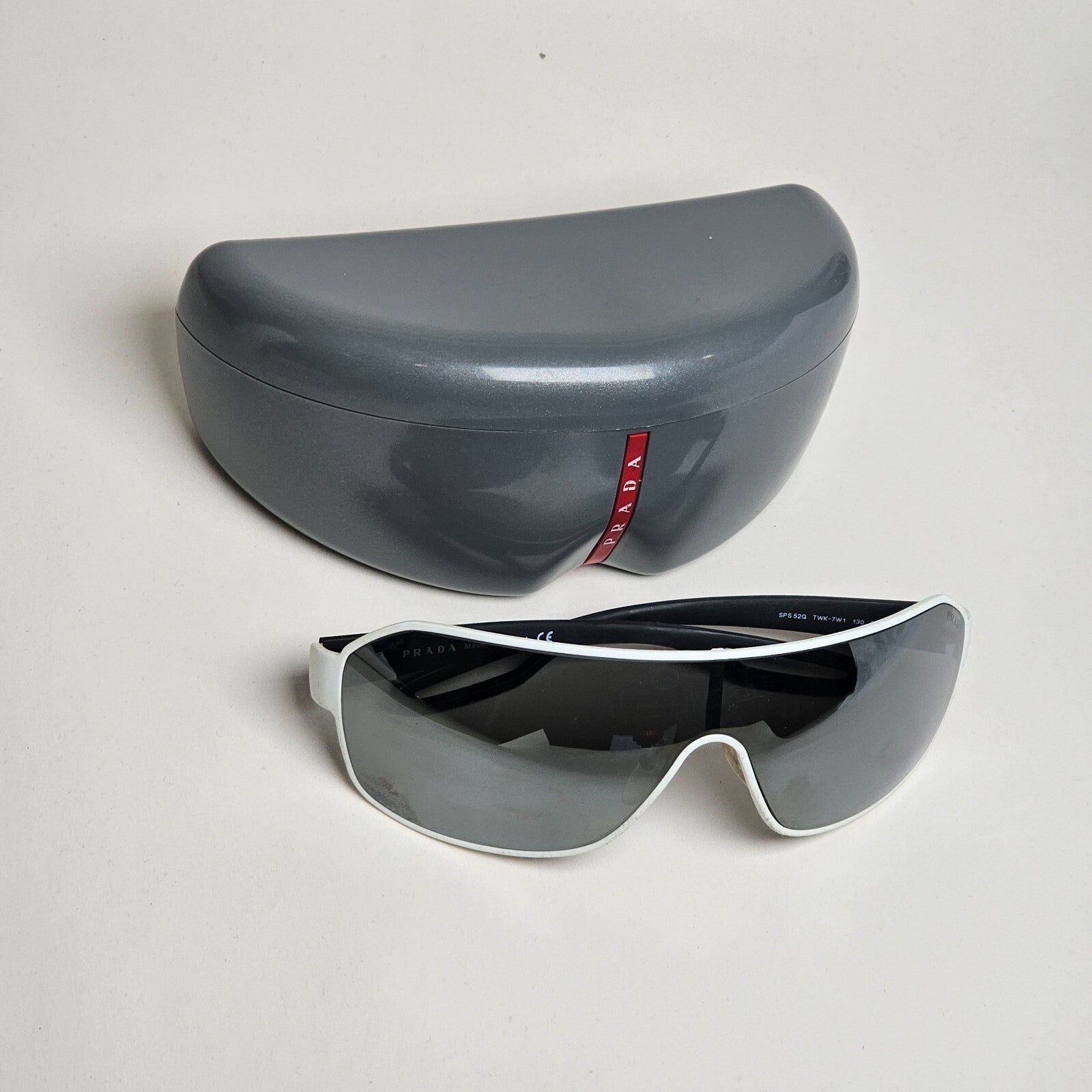 Prada Sunglasses 2013 Vintage Shield White Silver PS52QS SPS 52Q TWK-7W1 140325