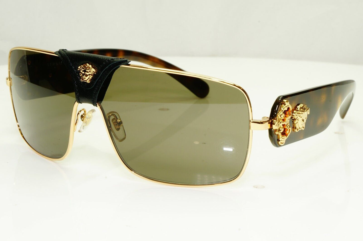 Authentic VERSACE Sunglasses Brown Mens Unisex Square Gold Medusa 2207-Q 1002/3
