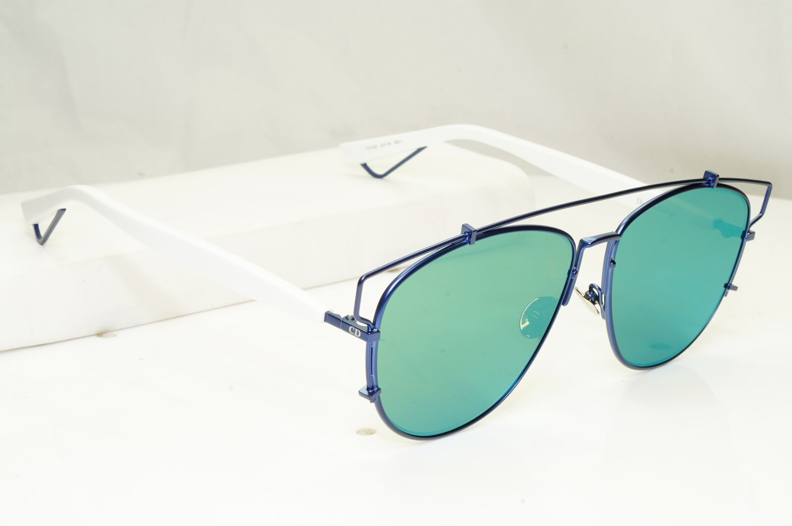 Authentic Dior Womens Sunglasses Flat Green Blue White Mirror Technologic TVCAF