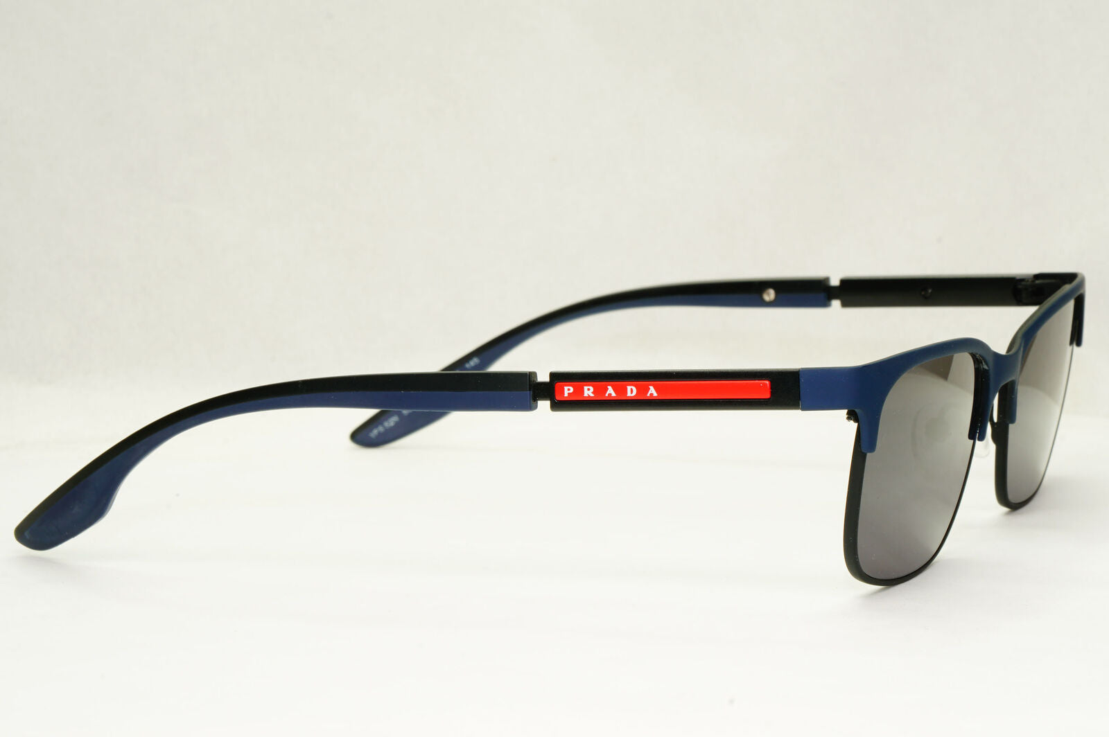 Prada Sunglasses Black Dark Blue Rubber Rectangle PS52NV VPS 52N 07P-1O1 53mm