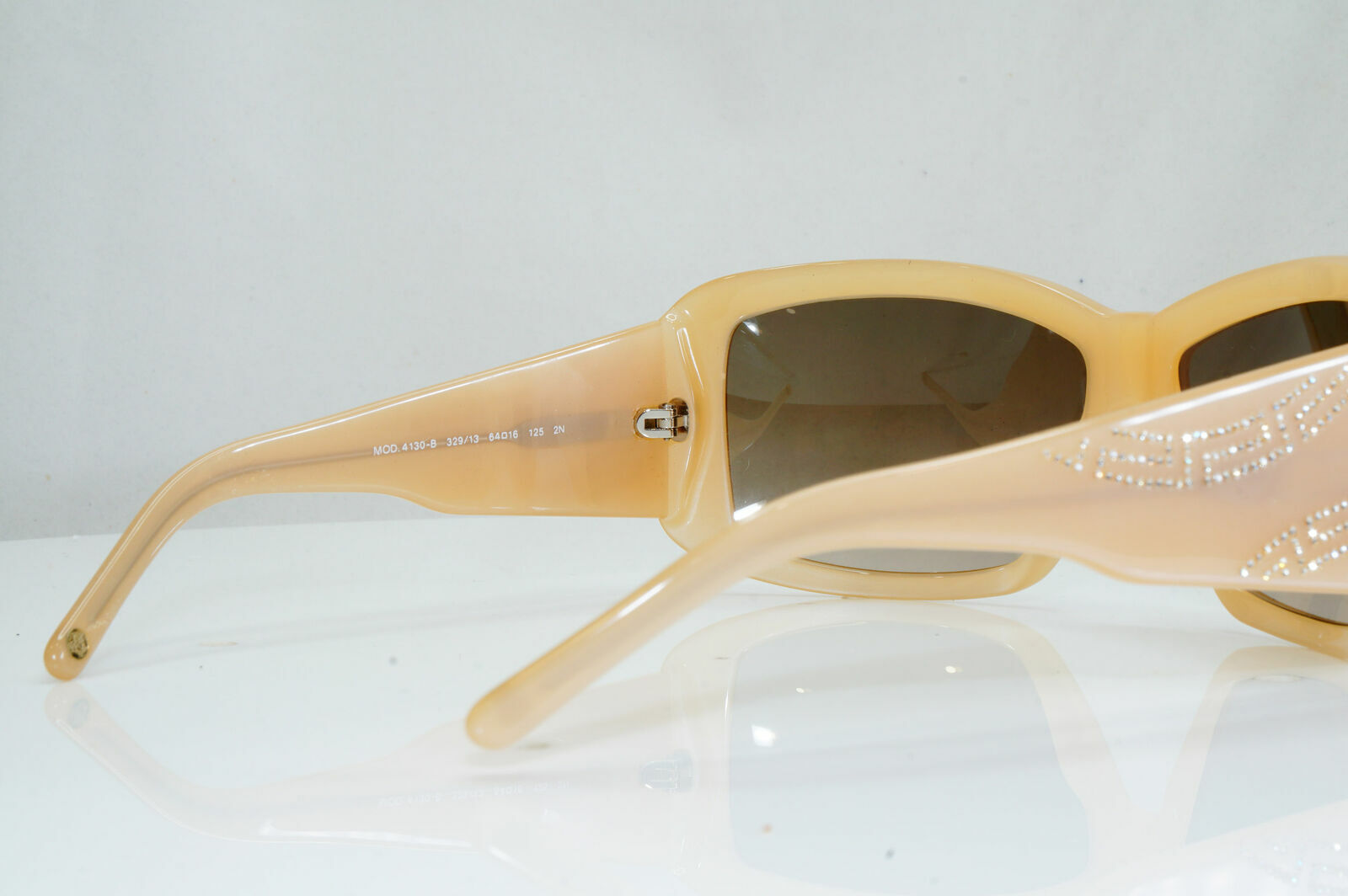 Versace Nude Beige Sunglasses Diamante Square Womens Brown 4130 329/13 28507