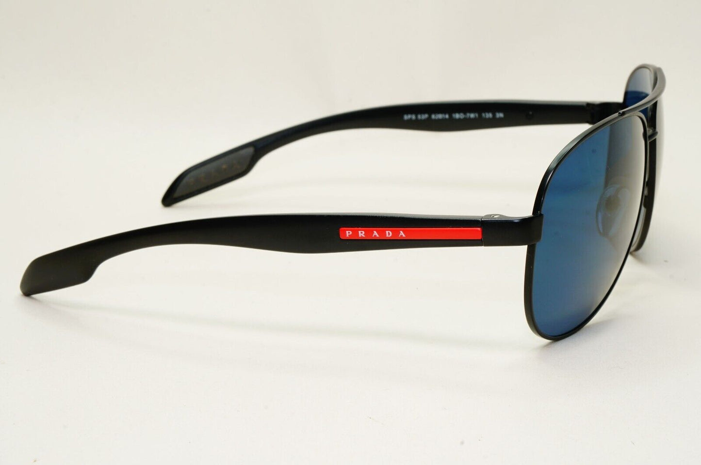 Prada Sunglasses Black Blue Pilot Red Stripe PS53PS SPS 53P 1BO-7W1 62mm 031124